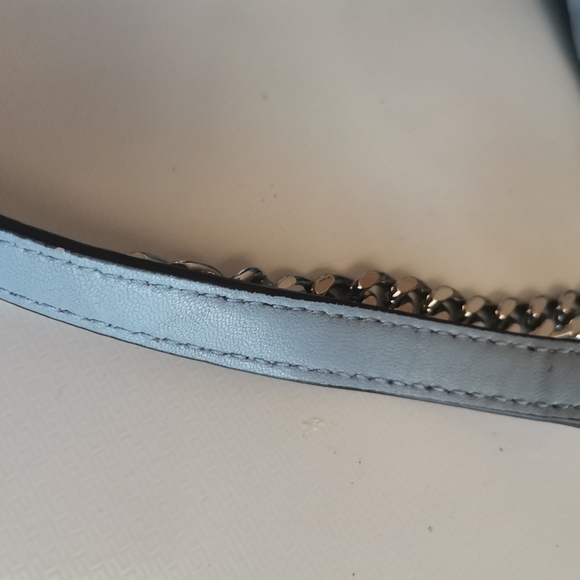 Michael Kors Light Blue Quilted Crinkle Chain Straps Satchel Bag - Picture 4 of 12